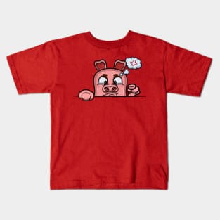 Pig Cartoon With Angry Face Expression Kids T-Shirt